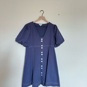 TCEC Navy Puff Sleeve Mini Dress
